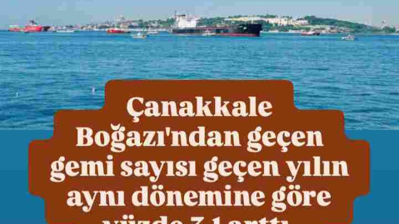 Çanakkale Boğazı'ndan geçen gemi sayısı geçen yılın aynı dönemine göre yüzde 3,1 arttı 