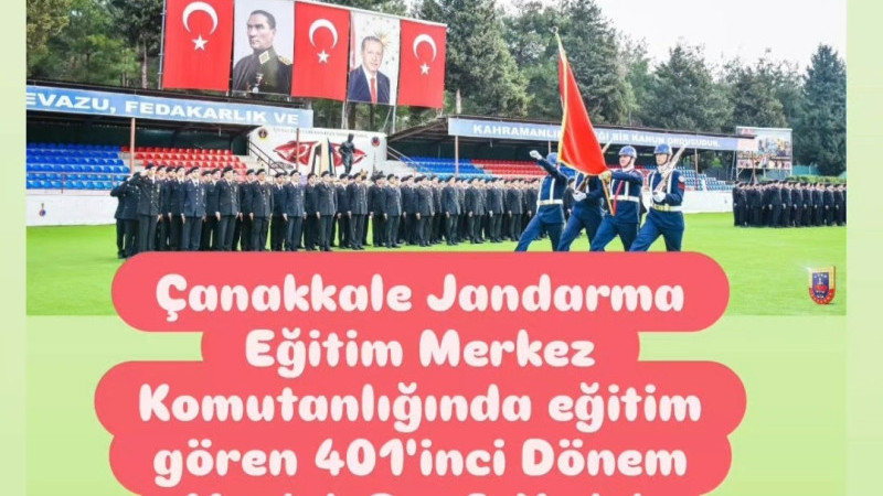 Çanakkale Jandarma Eğitim Merkez Komutanlığında 401. Dönem Yemin Töreni