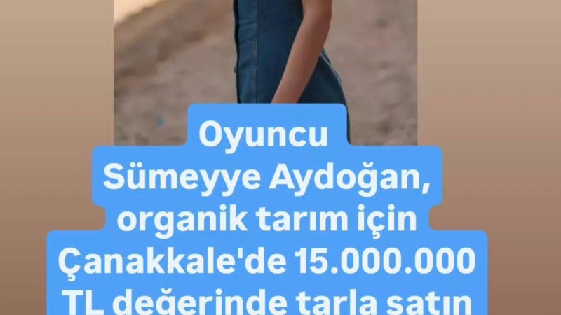 Oyuncu Sümeyye Aydoğan, kazancını doğal yaşama yatırdı!