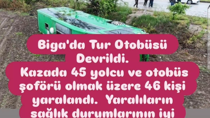 Biga'da Trafik Kazası 46 Yaralı