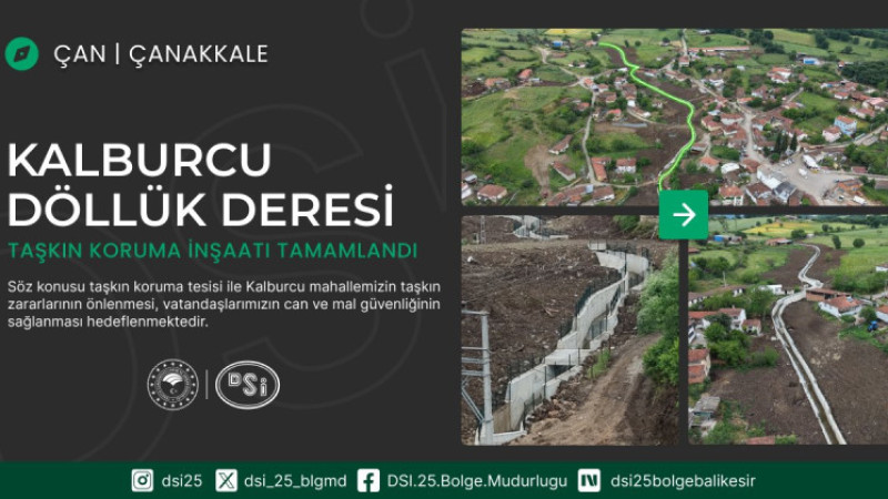 Çan Kalburcu Köyü Döllük Deresi Taşkın Koruma İnşaatı” tamamlandı.