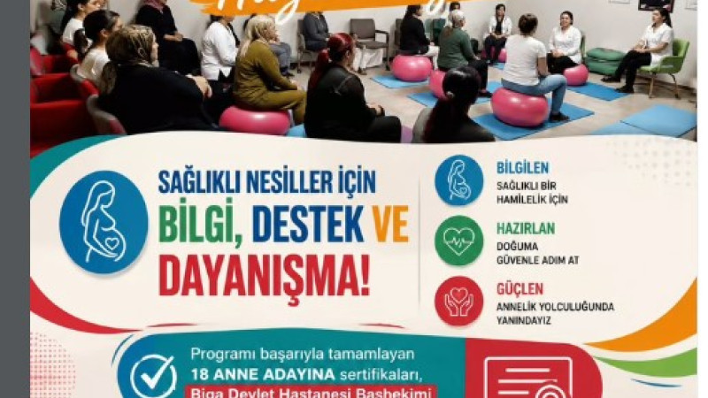 Biga Devlet Hastanesinde Anne Adaylarına Sertifika Heyecanı: