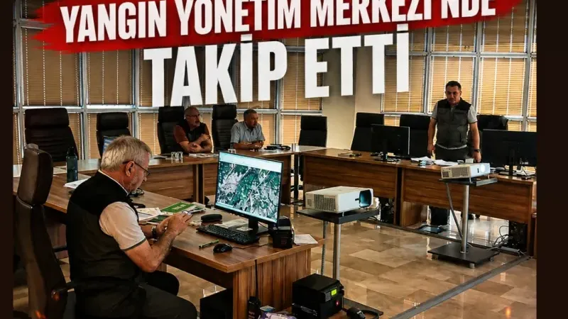 Vali Toraman Bayramiç'teki yangını Yangın Yönetim Merkezi'nde takip etti
