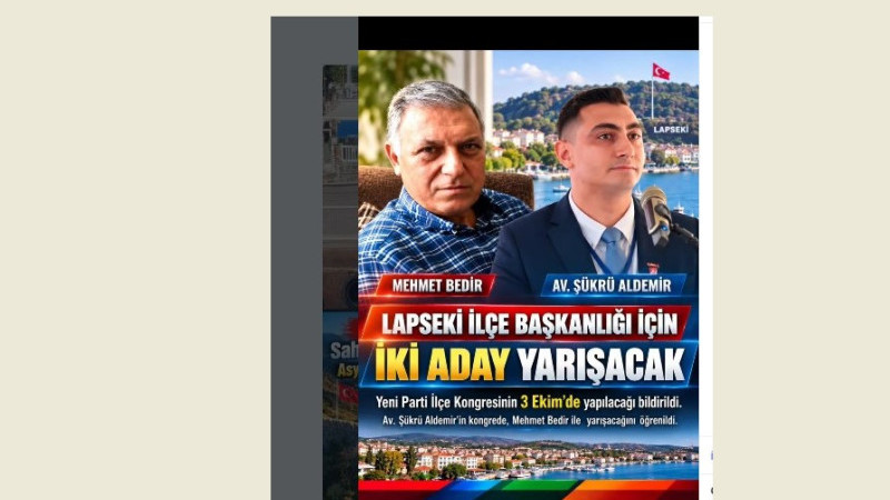 Lapseki'de Yeni Parti'de İki Aday