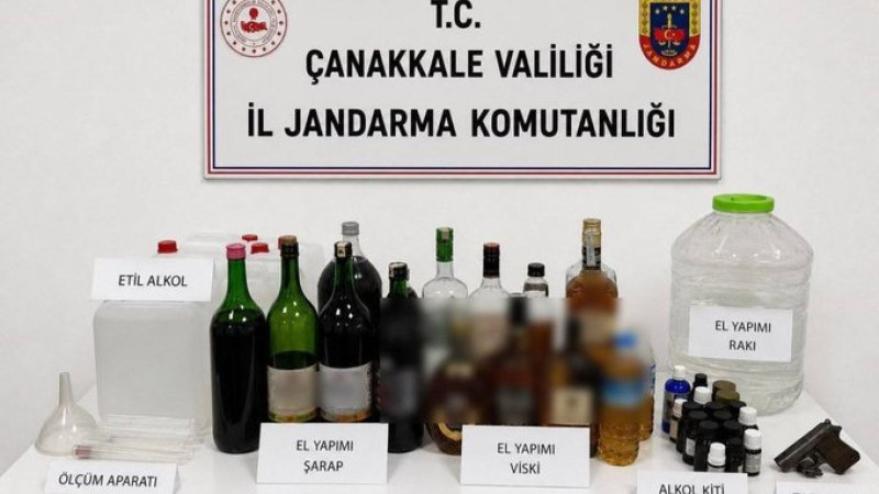  Bayramiç’te kaçak içki operasyonu