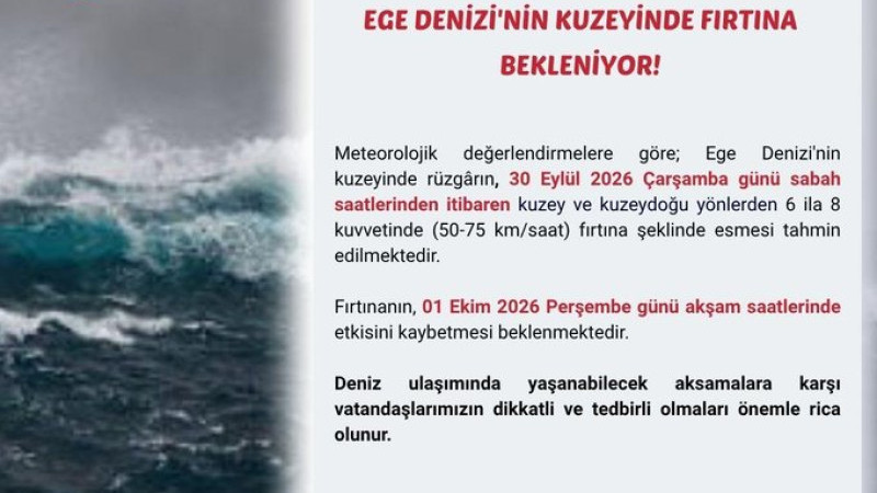 Çanakkale Valiliği'nden Kuzey Ege İçin Fırtına Uyarısı!