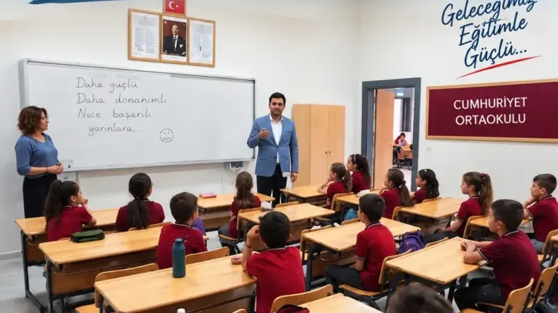 Biga İlçe Milli Eğitim Müdürü Cumhuriyet Ortaokulu’na ziyaret