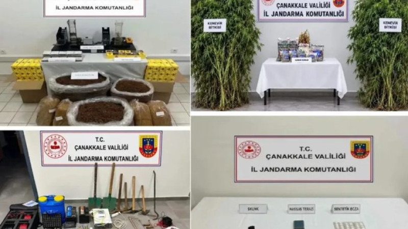 Çanakkale’de jandarma operasyonu: Uyuşturucu ve fosil ele geçirildi